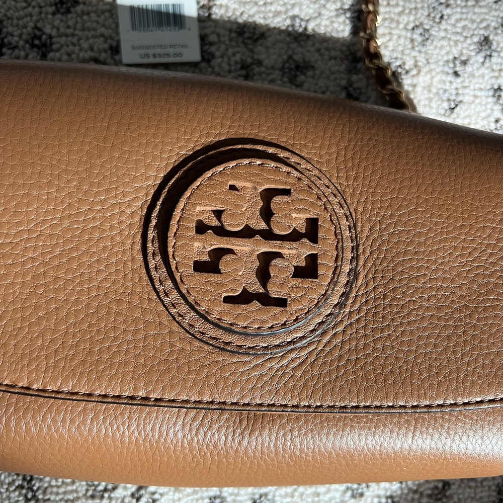 NWT Tory Burch Marion Small Crossbody Bag- Tan/Bark color with chain strap. - Picture 4 of 5